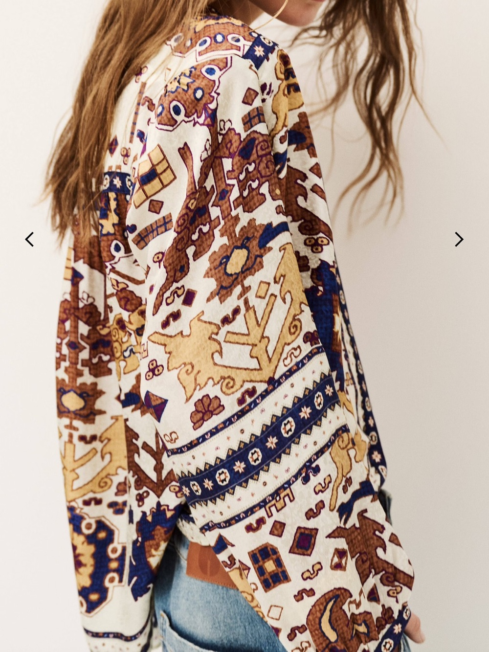 BA&SH varone peasant blouse boho geometric puff sleeves sz m - Picture 2 of 9